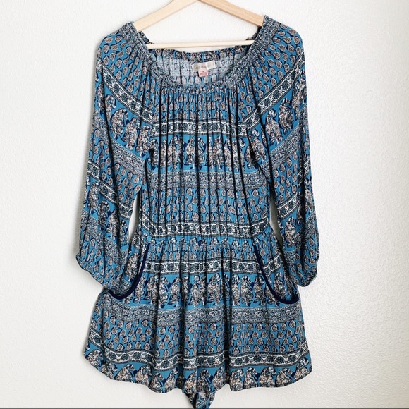 Band of Gypsies Paisley Blue Romper Size Medium - Picture 1 of 5